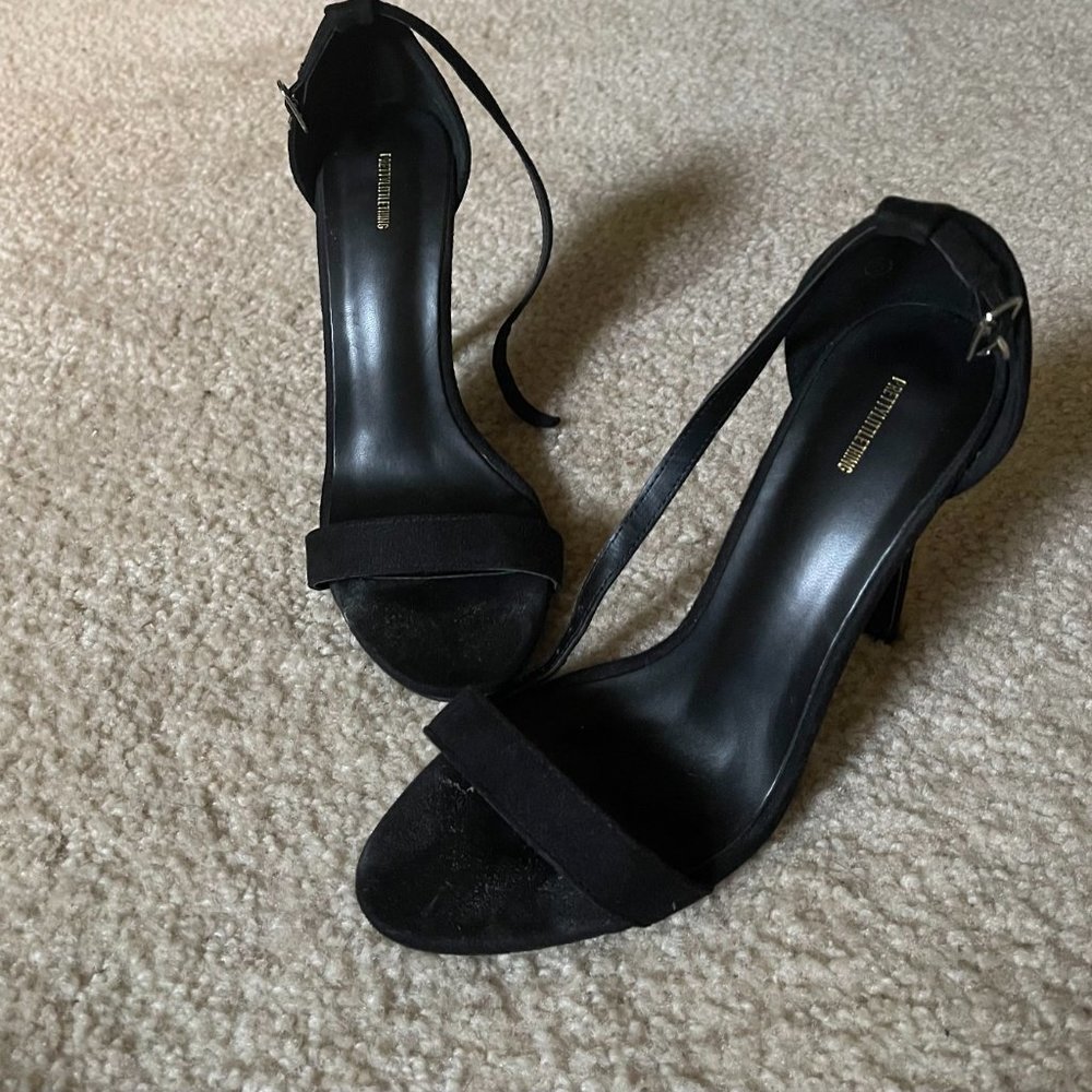 Clover Black Strap Heeled Sandals